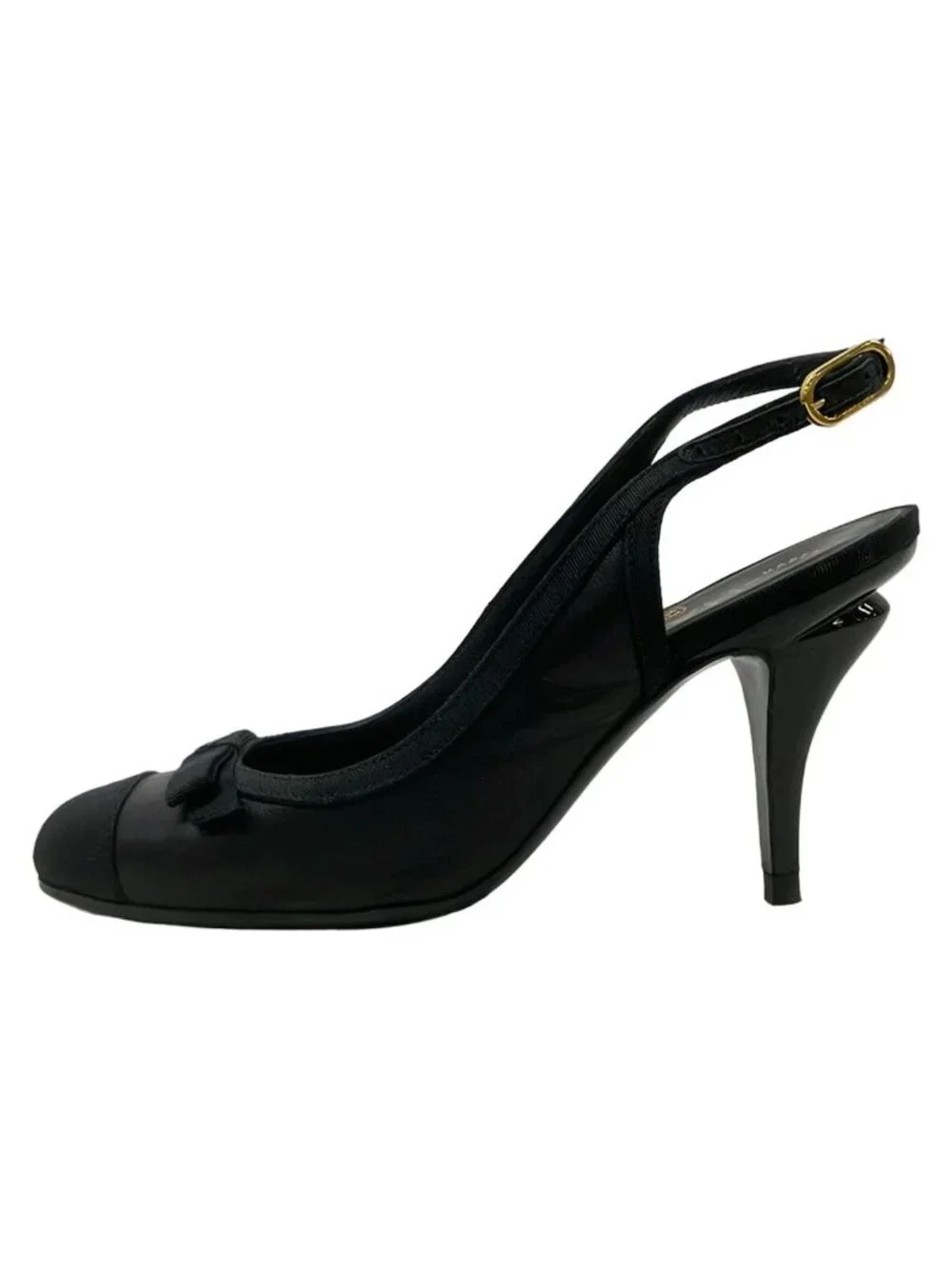 Chanel Sandals Black Ribbon CC Logo Lambskin